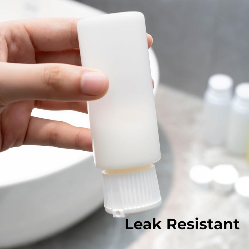 SELECTSHEN 2oz TSA Approved Translucent Squeeze Bottles with Fliptop & Extra Screw Caps, Set of 4, Leak Proof, FDA Compliant. Safe for Premium Costmetic, Shampoo, Conditioner and DIY projects. (HDPE FlipTop) - Image 4